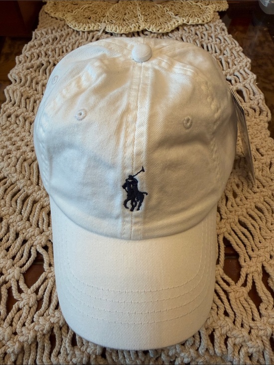 Polo Ralph Lauren Accessories - Polo by Ralph Lauren White Baseball Cap with Navy Polo Player Logo